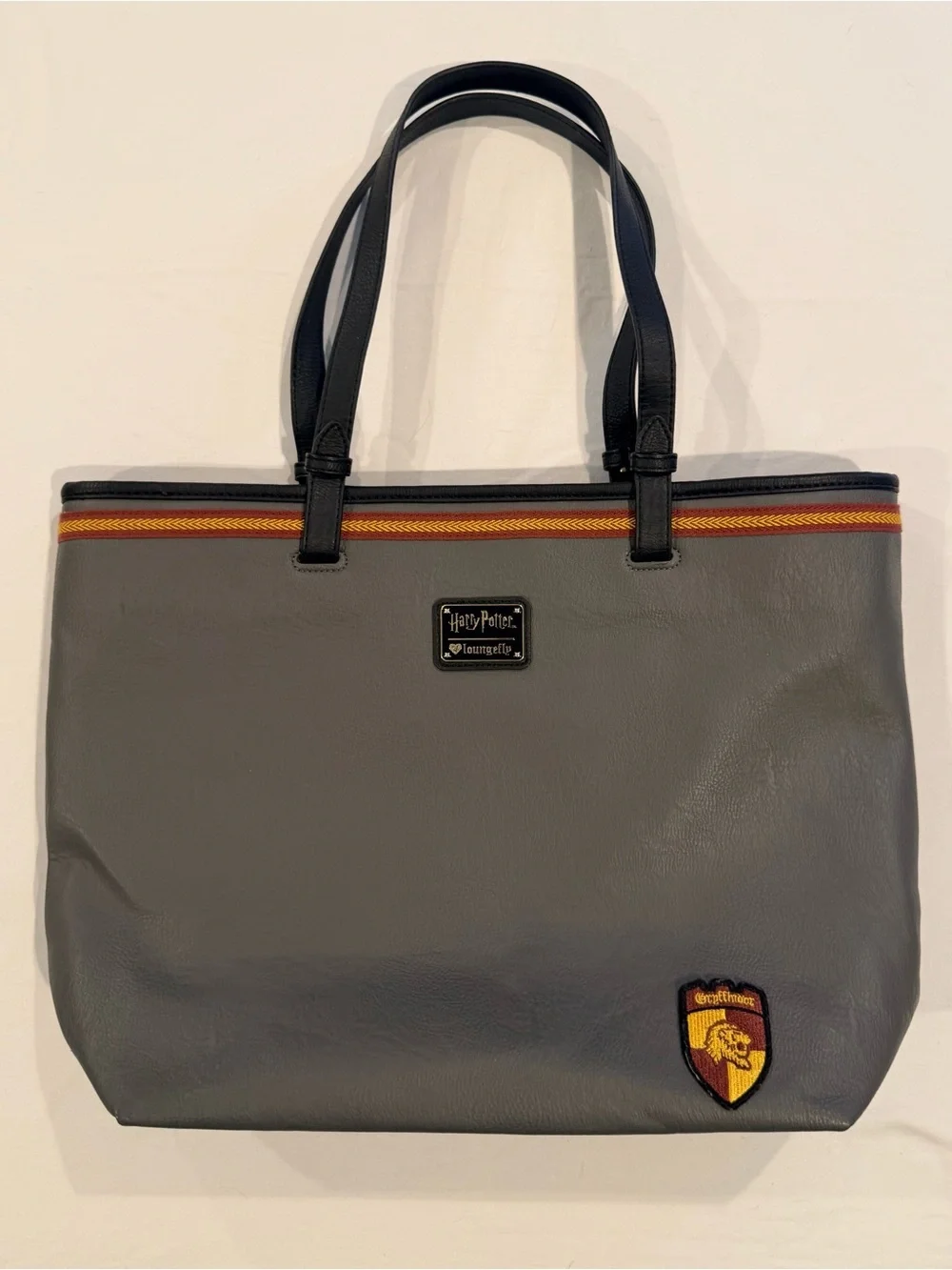 Loungefly Harry Potter Gray Tote Bag Purse Gryffindor Glasses Faux Leather Lined